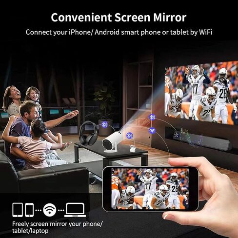Netflix-Licensed Mini Projector WiFi and Bluetooth: Native 1080P Full HD Portable Projector - Auto Focus Movie Projector for Android iPhone TV HDMI in Saudi Arabia