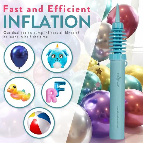 بواسطة DECOCHAMP Deco Pumps Mini - مضخة هواء صغيرة مزدوجة الحركة ثنائية الاتجاه، منفاخ بالونات يدوي، مضخة هواء محمولة للبالونات، مستلزمات مضخة يدوية للبالونات in Kuwait