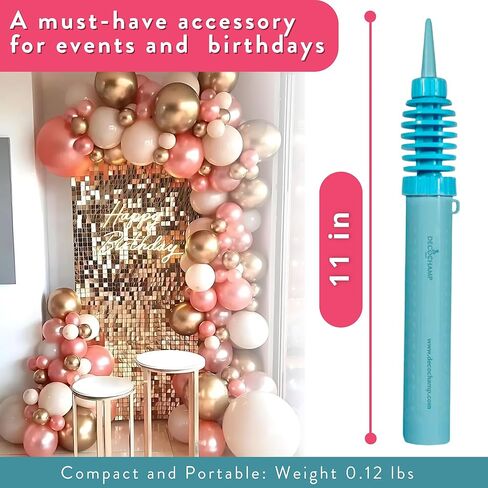 بواسطة DECOCHAMP Deco Pumps Mini - مضخة هواء صغيرة مزدوجة الحركة ثنائية الاتجاه، منفاخ بالونات يدوي، مضخة هواء محمولة للبالونات، مستلزمات مضخة يدوية للبالونات in Kuwait
