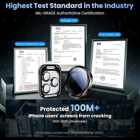 uyiton for iPhone 16 Pro Max/16 Pro/17 Pro Max/17 Pro/15 Pro Max/15 Pro/14 Pro Max/14 Pro Camera Lens Grounder - غطاء كاميرا معدنية زجاجية مُقاربة من الدرجة العسكرية ، سهلة التثبيت ، عجلات العجلة Red+Red in Kuwait