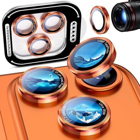 uyiton for iPhone 16 Pro Max/16 Pro/17 Pro Max/17 Pro/15 Pro Max/15 Pro/14 Pro Max/14 Pro Camera Lens Grounder - غطاء كاميرا معدنية زجاجية مُقاربة من الدرجة العسكرية ، سهلة التثبيت ، عجلات العجلة Red+Red in Kuwait