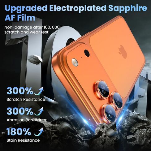 uyiton for iPhone 16 Pro Max/16 Pro/17 Pro Max/17 Pro/15 Pro Max/15 Pro/14 Pro Max/14 Pro Camera Lens Grounder - غطاء كاميرا معدنية زجاجية مُقاربة من الدرجة العسكرية ، سهلة التثبيت ، عجلات العجلة Red+Red in Kuwait