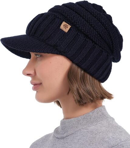 قبعة شتوية للرجال والنساء مع قناع، قبعة صغيرة مبطنة بالصوف الدافئ، قبعة متماسكة سميكة قبعة مترهلة مع حافة in Kuwait