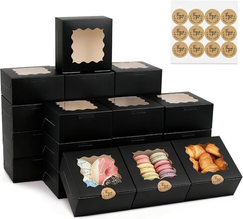 50 Pcs 6x6x3 Inches Bakery Boxes with Window, Pink Cookie Boxes for Gift Giving, Treat Boxes for Desserts, Macarons, Donuts, Pastries in Saudi Arabia
