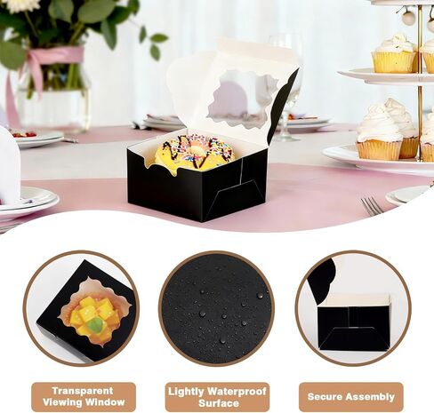 50 Pcs 6x6x3 Inches Bakery Boxes with Window, Pink Cookie Boxes for Gift Giving, Treat Boxes for Desserts, Macarons, Donuts, Pastries in Saudi Arabia