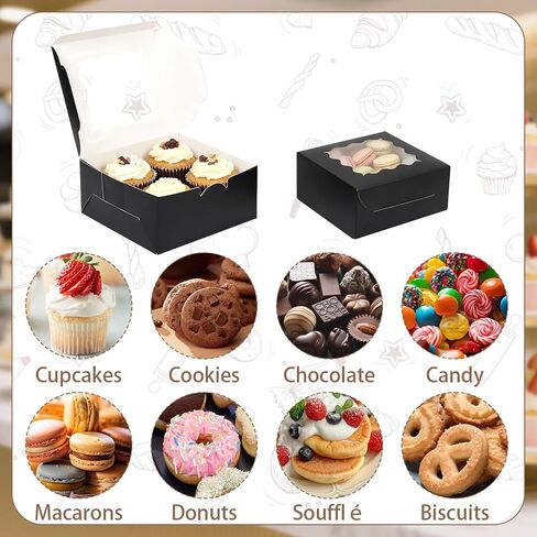 50 Pcs 6x6x3 Inches Bakery Boxes with Window, Pink Cookie Boxes for Gift Giving, Treat Boxes for Desserts, Macarons, Donuts, Pastries in Saudi Arabia