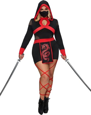 Spooktacular Creations Ninja Costume Women, Halloween Ninja Costume Adult with Mask for Halloween Dress Up Party Cosplay in Saudi Arabia