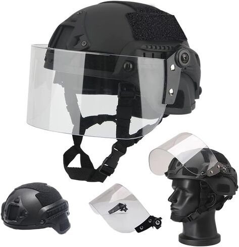 خوذة Koyheng Airsoft MICH 2000 ACH التكتيكية مع حامل NVG وحاجز جانبي واضح in Kuwait