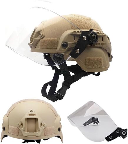 خوذة Koyheng Airsoft MICH 2000 ACH التكتيكية مع حامل NVG وحاجز جانبي واضح in Kuwait