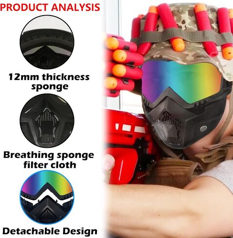 EKIND Tactical Mask with Removable Face Mask Compatible for Nerf Elite Toy Gun Game Rival Ball in Saudi Arabia