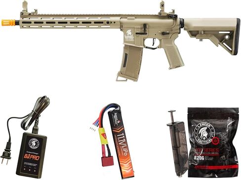 Lancer التكتيكية Gen 3 القابلة للبرمجة Trigger Hellion MLOCK 13 بوصة خفيفة الوزن ومتينة من البوليمر M4 Airsoft MLOK AEG مع بطارية ليبو وشاحن (يتضمن ETU وMOSFET) in Kuwait