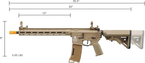 Lancer التكتيكية Gen 3 القابلة للبرمجة Trigger Hellion MLOCK 13 بوصة خفيفة الوزن ومتينة من البوليمر M4 Airsoft MLOK AEG مع بطارية ليبو وشاحن (يتضمن ETU وMOSFET) in Kuwait