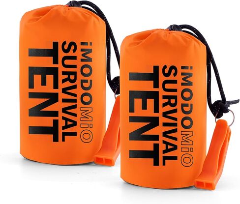 Emergency Survival Tent Life Shelter - 2 Person Mylar Emergency Shelter Tube Tent, All-Weather Protection for Car Outdoor Camping, Hiking, & Survival Kits, Includes Emergency Whistle & Paracord in Saudi Arabia