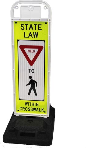 STOP FOR PEDESTRIAN, MUTCD COMPLIANT. Crossing Sign for School Zone/Crosswalks - U-Frame & 37lb U-Base (Sign and base ship separately) in Saudi Arabia