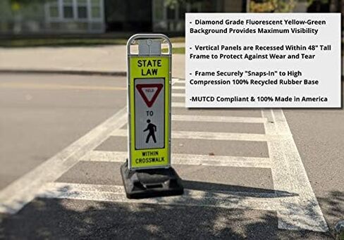 STOP FOR PEDESTRIAN, MUTCD COMPLIANT. Crossing Sign for School Zone/Crosswalks - U-Frame & 37lb U-Base (Sign and base ship separately) in Saudi Arabia