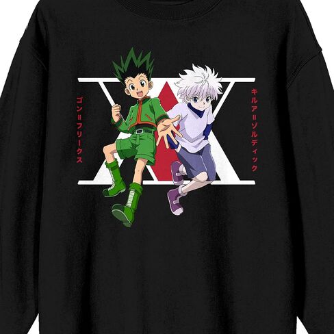 سويت شيرت Bioworld Hunter X Hunter Gon & Killua Hunter Association ذو رقبة دائرية وأكمام طويلة باللون الأسود للبالغين in Kuwait