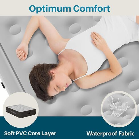 Air Mattress Full with Built in Pump Raised, Comfort Plush Self Inflating Mattress, Inflatable Blow Up Mattress, Portable Airbed for Home, Guests, Camping(Light Blue, 18" Height) in Saudi Arabia