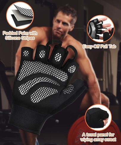 sunnex Gym Gloves for Women & Men - Fingerless Workout for Weightlifting, Lightweight Breathable Fitness for Sports in Saudi Arabia