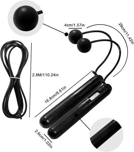 2-in-1 Weighted Jump Rope with Counter - Corded & Cordless Skipping Rope with LCD Display, Cordless jump rope,Adjustable Length Steel Ball Bearings Jumping Rope for Adults Fitness, Home Gym Workout in Saudi Arabia