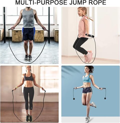 2-in-1 Weighted Jump Rope with Counter - Corded & Cordless Skipping Rope with LCD Display, Cordless jump rope,Adjustable Length Steel Ball Bearings Jumping Rope for Adults Fitness, Home Gym Workout in Saudi Arabia