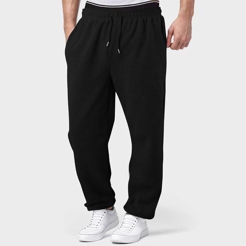 Baggy Sweatpants for Men Fleece Straight Leg Casual Pant Elastic Waist Sweat Pants Workout Athletic Pants with Pocket in Saudi Arabia