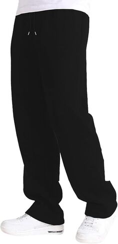 Baggy Sweatpants for Men Fleece Straight Leg Casual Pant Elastic Waist Sweat Pants Workout Athletic Pants with Pocket in Saudi Arabia