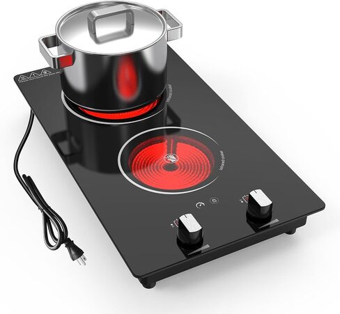 موقد فردي كهربائي Cooktop 1800W - موقد موقد كهربائي 110 فولت من الموقد المحمول مع LED Touch Control 10 مستوى الطاقة ، لوحة ساخنة مع قفل أمان الطفل ، وموقت وحماية من السخرية الزائدة in Kuwait