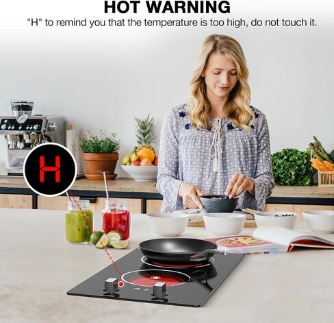 موقد فردي كهربائي Cooktop 1800W - موقد موقد كهربائي 110 فولت من الموقد المحمول مع LED Touch Control 10 مستوى الطاقة ، لوحة ساخنة مع قفل أمان الطفل ، وموقت وحماية من السخرية الزائدة in Kuwait