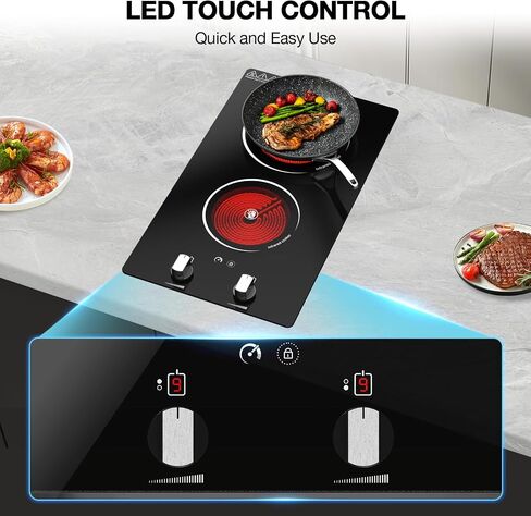 موقد فردي كهربائي Cooktop 1800W - موقد موقد كهربائي 110 فولت من الموقد المحمول مع LED Touch Control 10 مستوى الطاقة ، لوحة ساخنة مع قفل أمان الطفل ، وموقت وحماية من السخرية الزائدة in Kuwait