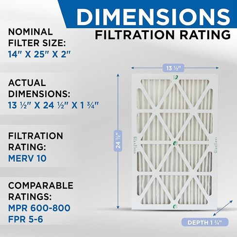 Glasfloss 16 x 25 x 2 Merv 10 Furnace AC Air Filters by Glasfloss (12 Pack) in Kuwait