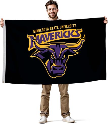 Minnesota State Mavericks College Sports Printed Flag - NCAA Licensed - Super Polyester Knit - School Banner (Black, Purple, Yellow) (2' x 3') in Saudi Arabia