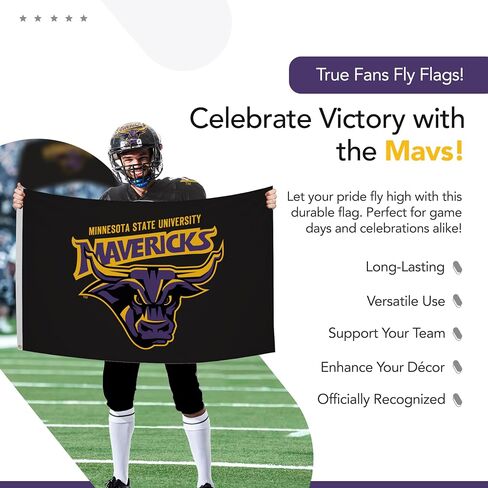 Minnesota State Mavericks College Sports Printed Flag - NCAA Licensed - Super Polyester Knit - School Banner (Black, Purple, Yellow) (2' x 3') in Saudi Arabia
