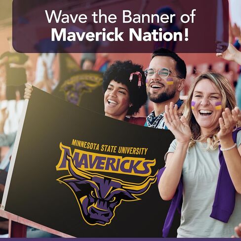 Minnesota State Mavericks College Sports Printed Flag - NCAA Licensed - Super Polyester Knit - School Banner (Black, Purple, Yellow) (2' x 3') in Saudi Arabia