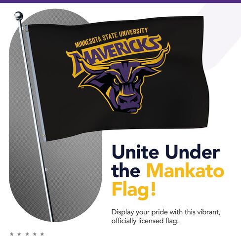 Minnesota State Mavericks College Sports Printed Flag - NCAA Licensed - Super Polyester Knit - School Banner (Black, Purple, Yellow) (2' x 3') in Saudi Arabia