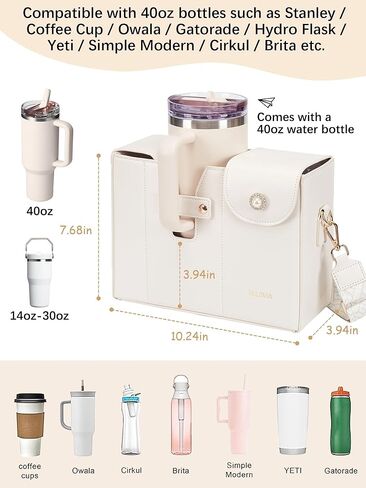 Stnaley Cup Purse Set, Stanley Purse Cup Holder Bag, Water Bottle Bag, Tumbler Carrying Case, Crossbody Cup Holder with Strap 40oz, Stanley Cup Gift Set (with Cup) in Saudi Arabia
