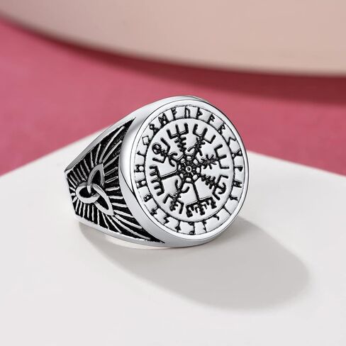 FaithHeart Viking Vegvisir Pirate Compass Rings, Stainless Steel/18K Gold Plated Norse Symbol Vintage Jewelry Personalized Custom in Kuwait