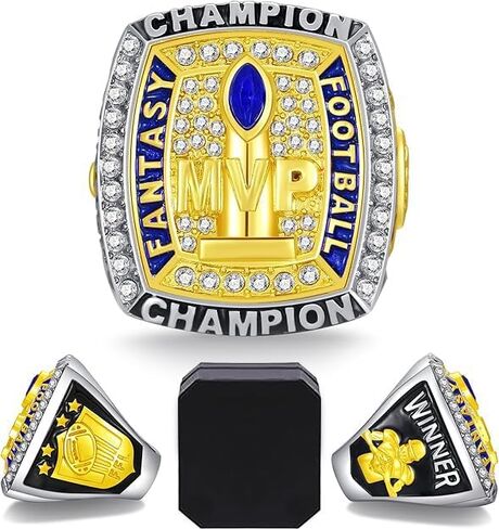 2024 Fantasy Football Ring 2025 with Wooden Box League Champion Trophy Rings Premium Award for Winner in Kuwait