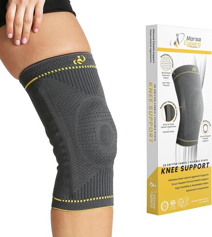Morsa Cyberg Knee Support for Women ، ركبة الركبة للرجال ، الغضروف المفصلي ، الفولاذ المقاوم للصدأ مع الإقامات المرنة ، كم الركبة الرضفة ، الضغط ، الاستقرار ، الملاءمة ، مضاد للتعرق ، للجنسين ، الرمادي (كبير) in Saudi Arabia