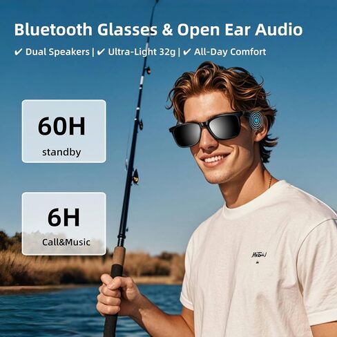 نظارات Bluetooth الذكية GS08 - نظارات حجب الضوء الأزرق مع مكبرات صوت مفتوحة ، عدسة واضحة للمكتب/الألعاب ، شحن خفيف ، شحن مغناطيسي ، شفاف in Kuwait