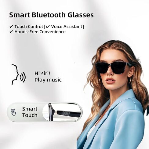نظارات Bluetooth الذكية GS08 - نظارات حجب الضوء الأزرق مع مكبرات صوت مفتوحة ، عدسة واضحة للمكتب/الألعاب ، شحن خفيف ، شحن مغناطيسي ، شفاف in Kuwait