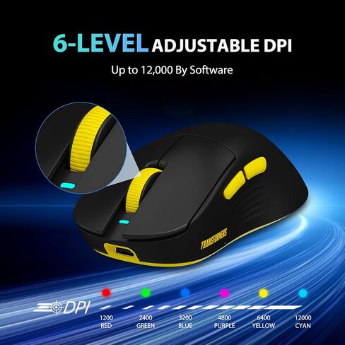 Transformers GM04 63g Lightweight Wireless Gaming Mouse, 12000 DPI, PAW3311 Sensor, 100h Battery Life, 2.4G/USB-C/Bluetooth Wireless Mouse with 5 Programmable Buttons for PC/Mac/Laptop(Black) in Saudi Arabia