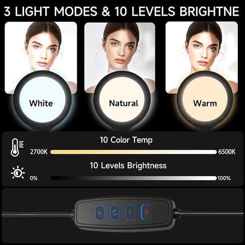 Ring Firm Tripod for iPhone ، 14 "Selfie Ring Light مع 63" حامل ثلاثي القوائم وحامل الهاتف ، وضوء LED احترافي لتسجيل الفيديو ، والتصوير الفوتوغرافي ، والمكياج ، والحلاقة ، و YouTube ، Tiktok in Kuwait