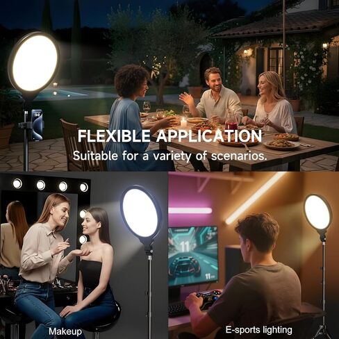 Ring Firm Tripod for iPhone ، 14 "Selfie Ring Light مع 63" حامل ثلاثي القوائم وحامل الهاتف ، وضوء LED احترافي لتسجيل الفيديو ، والتصوير الفوتوغرافي ، والمكياج ، والحلاقة ، و YouTube ، Tiktok in Kuwait