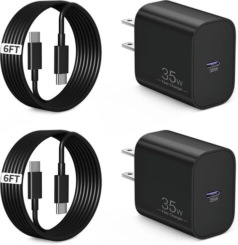 for iPhone 16/15 Pro Charger Fast Charging, 2-Pack 35W USB C Super Fast Wall Charger Block with 2Pack 10FT Long Type C Cable for iPhone 16/15 Pro Max/Plus/16e, iPad Pro/Air/Mini, MacBook Air in Kuwait