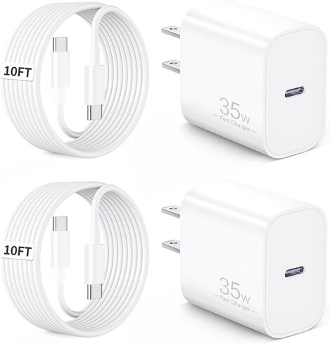 for iPhone 16/15 Pro Charger Fast Charging, 2-Pack 35W USB C Super Fast Wall Charger Block with 2Pack 10FT Long Type C Cable for iPhone 16/15 Pro Max/Plus/16e, iPad Pro/Air/Mini, MacBook Air in Saudi Arabia