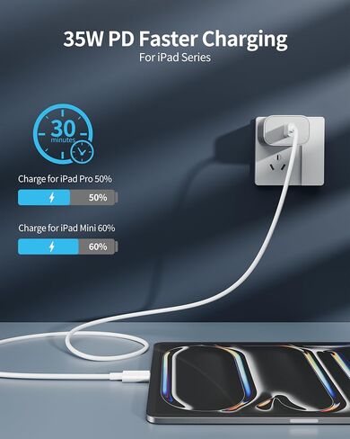 for iPhone 16/15 Pro Charger Fast Charging, 2-Pack 35W USB C Super Fast Wall Charger Block with 2Pack 10FT Long Type C Cable for iPhone 16/15 Pro Max/Plus/16e, iPad Pro/Air/Mini, MacBook Air in Saudi Arabia