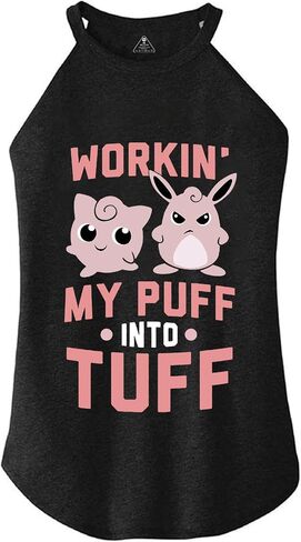 Workin My Puff INTO TUFF Tri Rocker Tank Top - قميص رياضي من القطن للنساء - قميص رياضي مضحك للجري واللياقة البدنية in Kuwait
