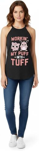 Workin My Puff INTO TUFF Tri Rocker Tank Top - قميص رياضي من القطن للنساء - قميص رياضي مضحك للجري واللياقة البدنية in Kuwait