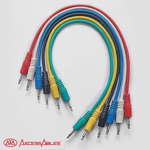 AxcessAbles 1/8 inch (3.5mm) TS to 1/8 inch (3.5mm) TS Unbalanced Mono Patch Cables | Modular Synth Cables | TS Aux Cords| Eurorack Audio Cables | 3.5mm TS Aux Cords 6 Pack (3ft) in Kuwait