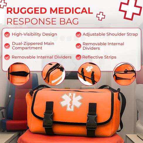 حقيبة الصدمات EMT مجهزة بالكامل - مجموعة طبية تكتيكية أول مستجيب مع Trouniquet ، أختام الصدر المتنفيت ، الشاش مرقئ ، مقصات ، ضمادات ومستلزمات التحكم في النزيف - الأحمر in Saudi Arabia